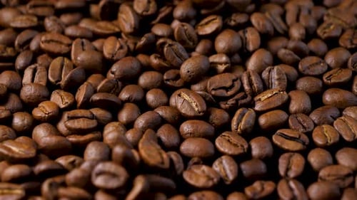 Roasted Coffee Beans in Close Up Detail