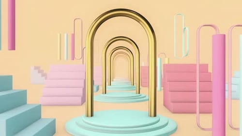 Modern Geometric Tunnel Loop with Pastel Golden Arches