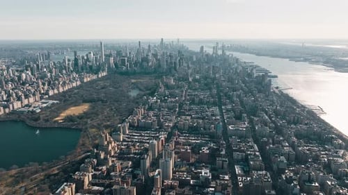 View on Central Park Buildings and Skyscrapers From Air