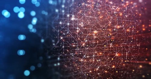 Futuristic Digital Circuit Board Network Loop Background