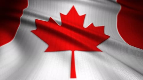 Realistic Waving Canadian Flag with Maple Leaf Animation