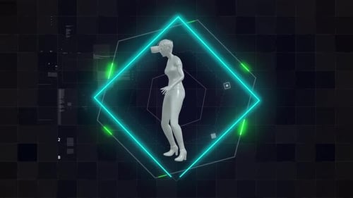 Futuristic Virtual Reality Human Model with Digital Data Interface