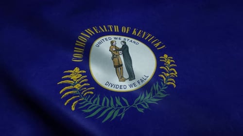 Realistic Waving Flag of the Commonwealth of Kentucky