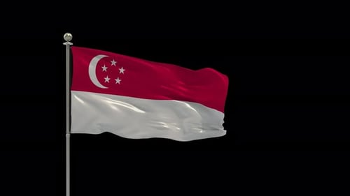 Waving Singapore Flag Animation on Pole