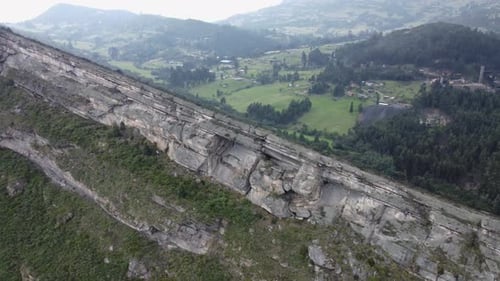 Aerial Panning With Drone View Over The Rocky Farallones In Colombia