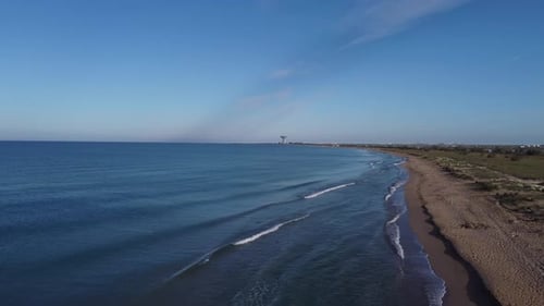 Sea Coastline in Sunny Weather Shooting From the Height of the Drone Flight