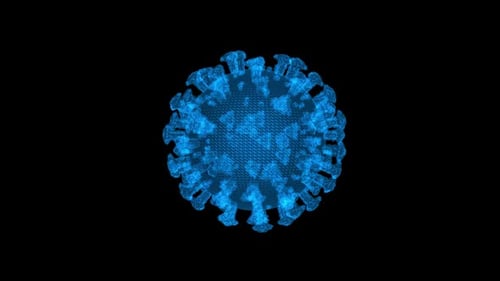 Blue Wire frame Of Coronavirus Covid19 With Alpha Channel
