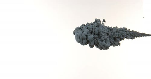 Billowing Gray Ink in Liquid, Abstract Visuals