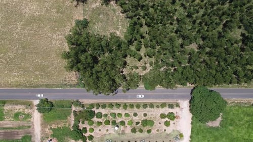 Aerial View of Farmland and Rural Road