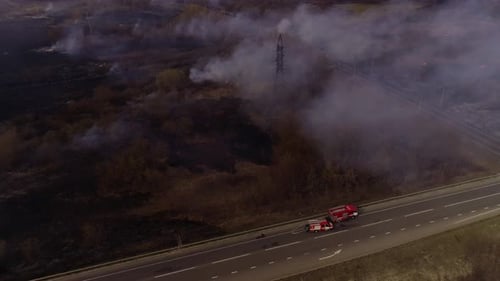 Aerial View of Wildfire in Rural Area