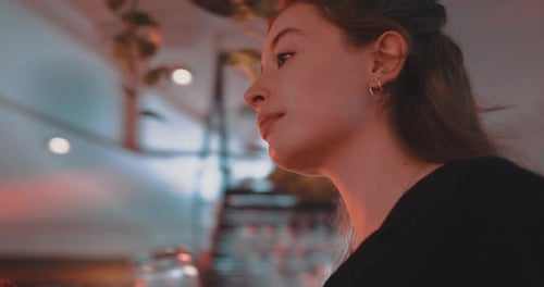 Waitress Carrying Food Plates in Restaurant Cafe