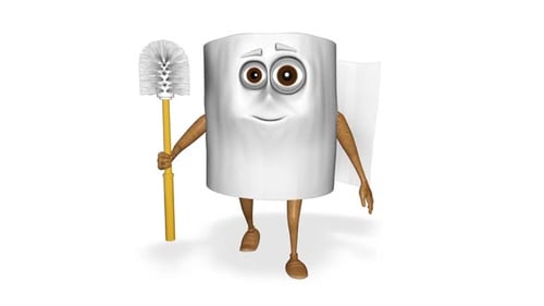 3D Animated Toilet Paper Character Walks with Brush
