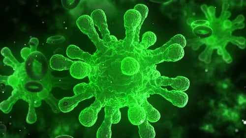Animated Green Microscopic Virus Cells Medical Background