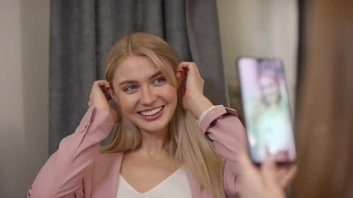Happy Woman Posing for Photos in New Outfit
