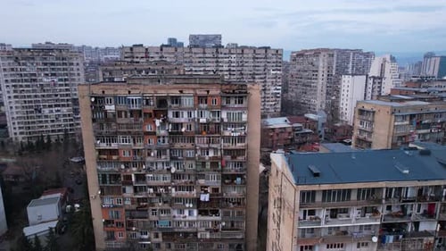 Aerial View of Apartment Buildings in an Urban City