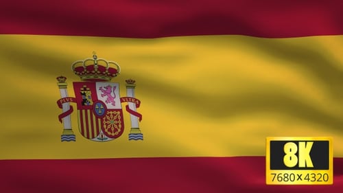 Realistic Waving Spanish Flag Motion Background Loop
