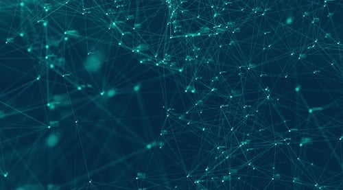 Digitales Big-Data-Konzept der Technologieverbindung. Zusammenfassung des digitalen Datenflusses auf blauem Hintergrund.