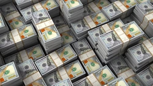 Pile of american dollars cash money paper banknote bills