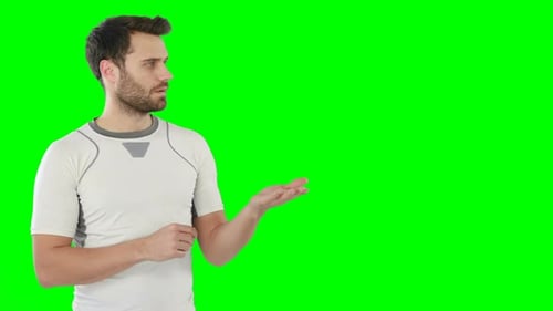 Man touching digital screen