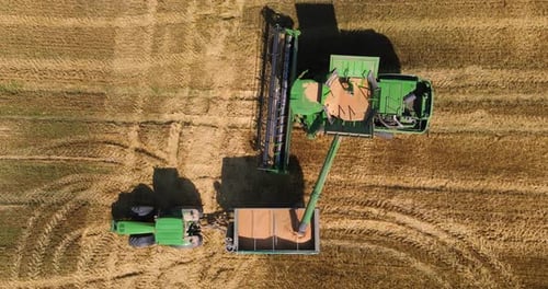 Birds Eye View of Harvester in Field
