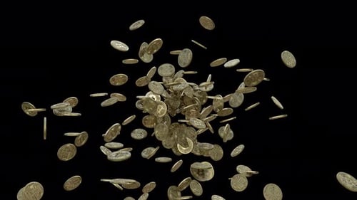 Gold Bitcoin Coins Exploding Animation