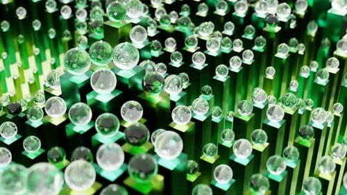 Abstract Waving Green Metal Glass Geometric VJ Loop