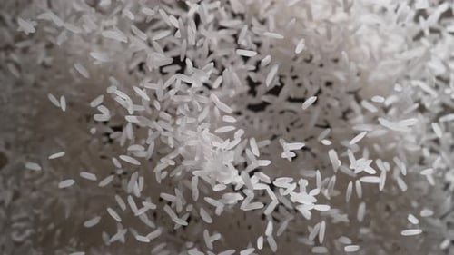 Falling White Rice Grains Filling Frame