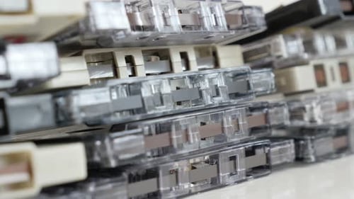 Pile of Audio Cassettes in Messy Stack