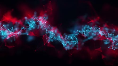 Red Blue Wave Plexus Triangular Background Loop