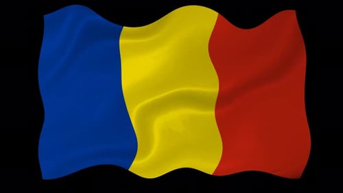 Waving Romania Flag Seamless Loop Animation