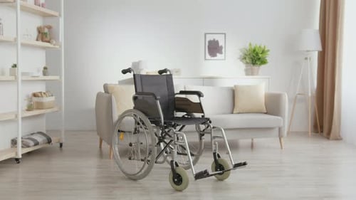 Empty Wheelchair in Bright Living Room Setting