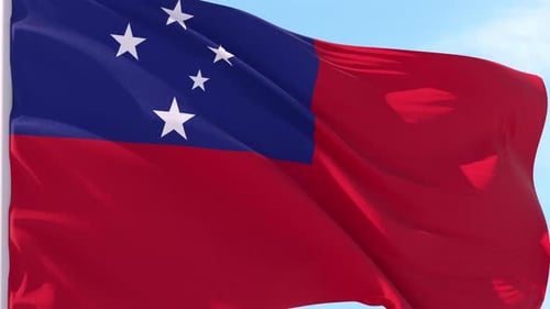 Samoa National Flag Waving Seamlessly in the Wind
