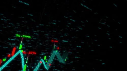Animated Digital Financial Graph with Candlestick Data