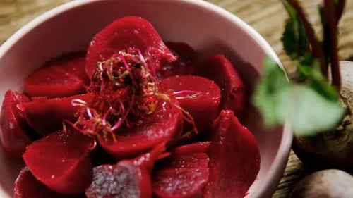 Raw beetroot on table 4k