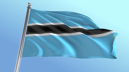 Botswana National Flag Waving in Realistic Animation