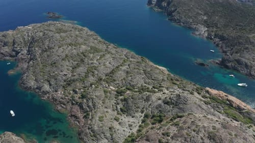 Aerial Shot of Spanish Rocky Capes with Blue Bays