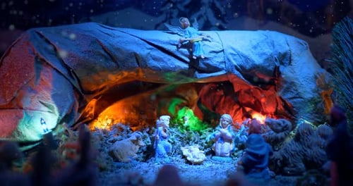Miniature Christmas Nativity Scene with Biblical Figures