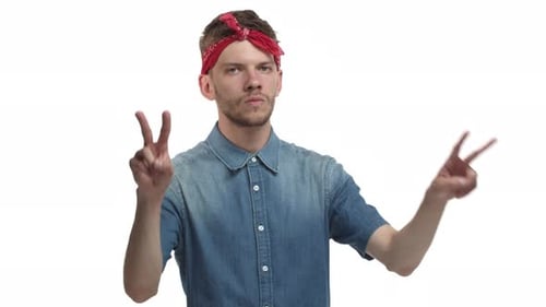 Young Adult Posing with a Peace Sign