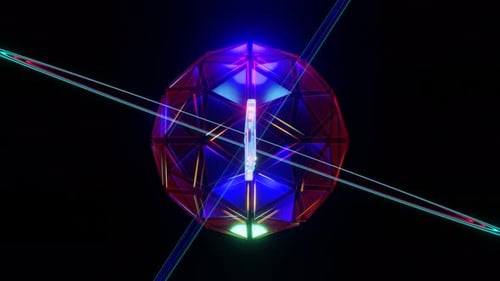 VJ Loop Animation of the Rotation of the NFT Inscription in a Crystal Neon Ball
