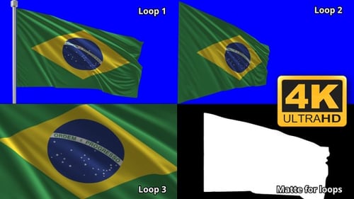 Waving Brazil Flag with Alpha Channel