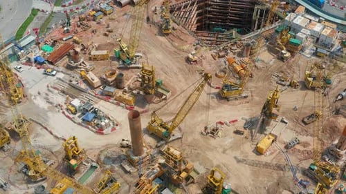 Top down view of construction site in Hong Kong
