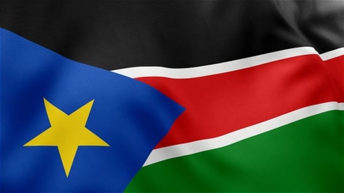 South Sudan National Flag Waving Seamless Loop