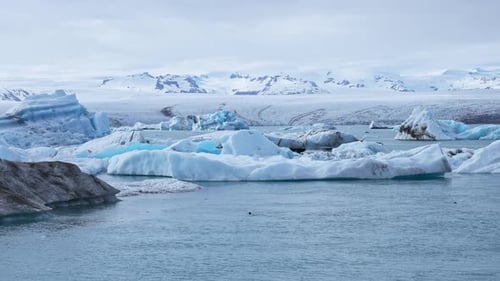 Beautiful View of Icebergs Floating in Glacier Lagoon