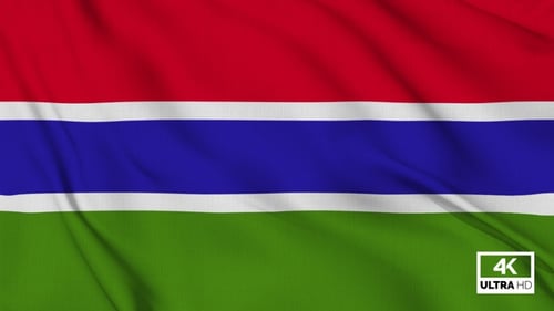 Waving Flag of The Gambia Realistic Animation