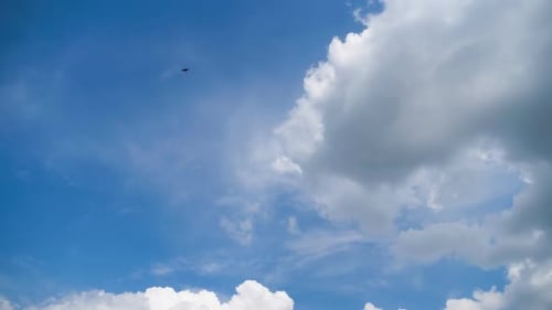Beautiful Blue Sky with Fluffy White Clouds
