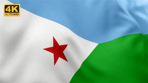 Djibouti National Flag Waving with Realistic Fabric Movement
