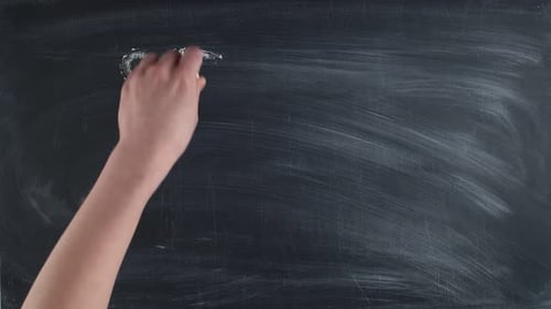 Hand Writes Search on Chalkboard with Magnifying Glass