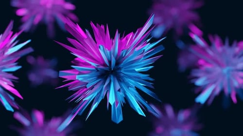 Futuristic Abstract Crystalline Shapes Rotating Neon Background