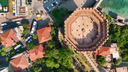 Schloss Alanya Kalesi Luftaufnahme 4 Km von Berg und Stadt Türkei
