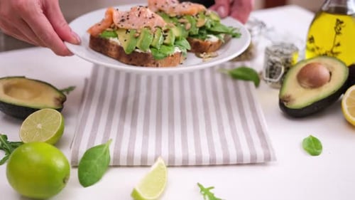 Toast with Avocado and Salmon